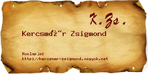 Kercsmár Zsigmond névjegykártya